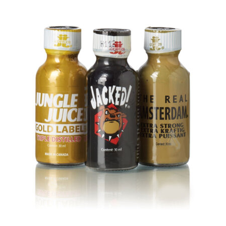 Jungle Juice Poppers Combo 30ml - Jungle Juice Triple Distilled Gold / JackeD! Original Formula / Amsterdam Real Gold Extra Strong