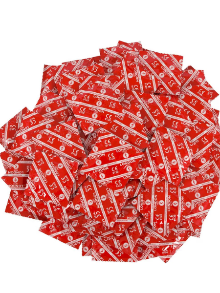 Préservatifs London rouges avec arôme de fraise - 100 unités
