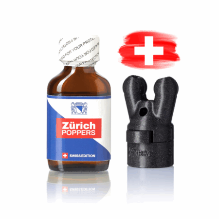 Sniff it Zürich-Combo! Zürich Poppers 24ml mit Poppers Booster Cap XTRM Double Small Black LEAK PROOF