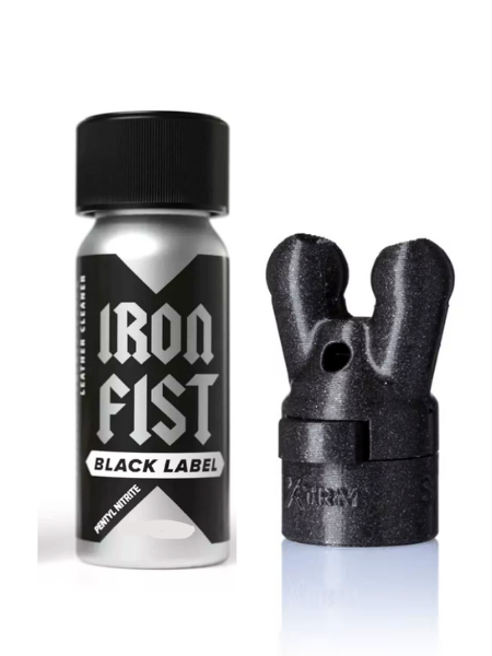 Sniff it Combo! Iron Fist Poppers Black Label 24ml mit Poppers Booster Cap XTRM Double Small Black LEAK PROOF